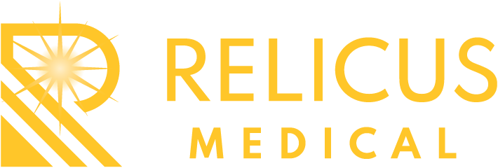 Relicus Medical Logo with R and star logo mark